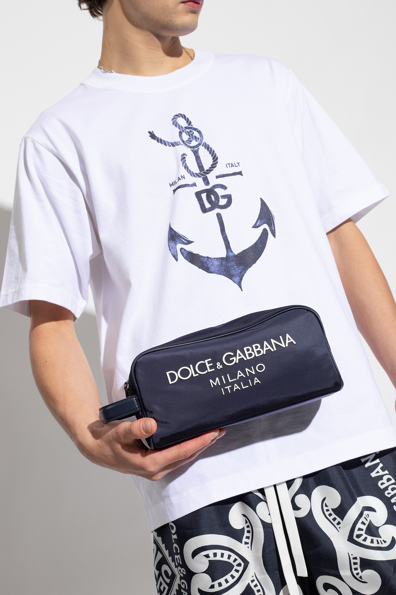 Navy blue Wash bag with logo Dolce & Gabbana - Vitkac Italy